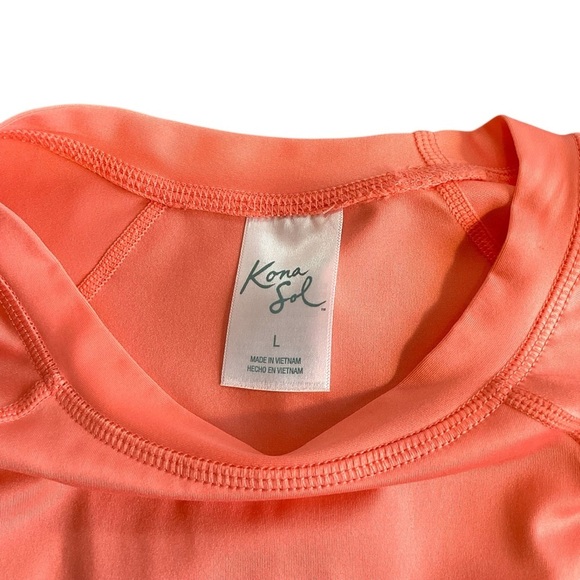 Kona Sol Cropped Long Sleeve Rash Guard Coral Peach Color Size Large - Picture 2 of 9